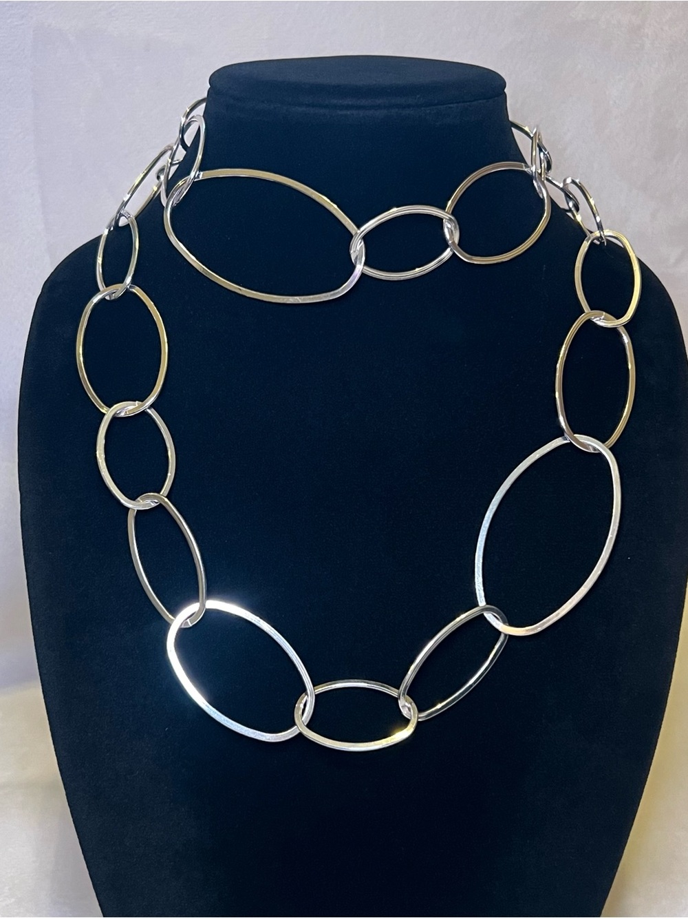Chico’s Silver Tone Large Link Chain Necklace - Picture 2 of 5